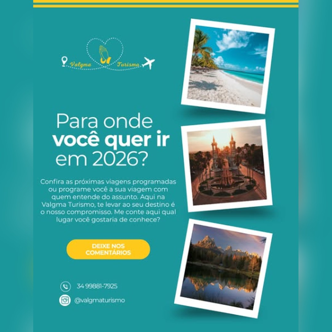 Post da Valgma Turismo: para onde você quer ir em 2026?